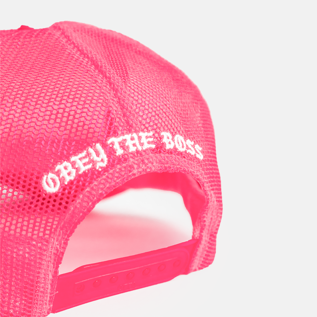 OBEY THE BOSS TRUCKER HAT | NEON PINK